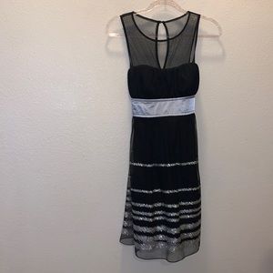 Sequin Hearts black glittery lace keyhole formal dress